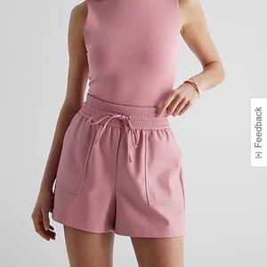 Express Super High Waisted Faux Leather Pull On Shorts